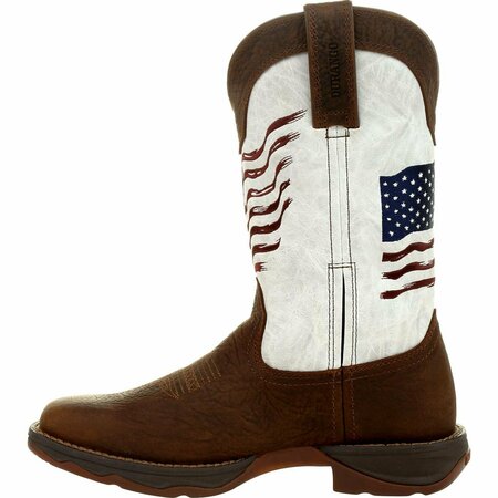 Durango Lady Rebel by Women's Distressed Flag Embroidery Western Boot, BAY BROWN/WHITE, M, Size 11 DRD0394